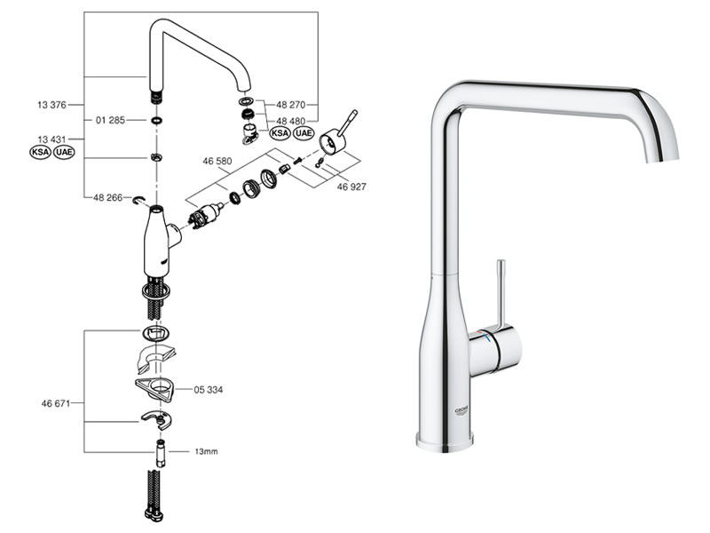 Grohe Essence Single Lever Sink Mixer 1