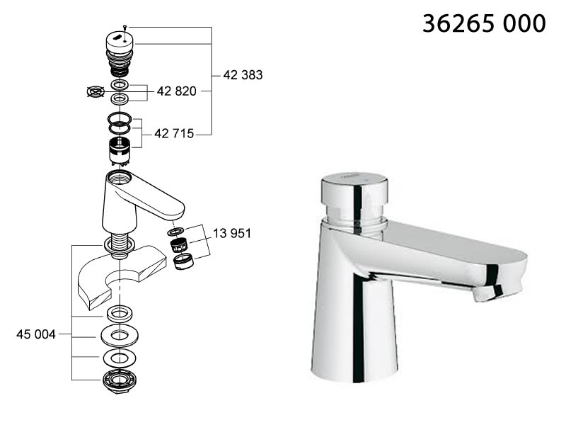 Atletisch Koning Lear bijgeloof Grohe Euroeco Cosmopolitan T shower spares and parts | Grohe 36265000 |  National Shower Spares