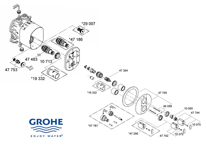 Gevaar donker Slang Grohe Grohtherm 2000 - 19355 000 shower spares and parts | Grohe 19355000 |  National Shower Spares