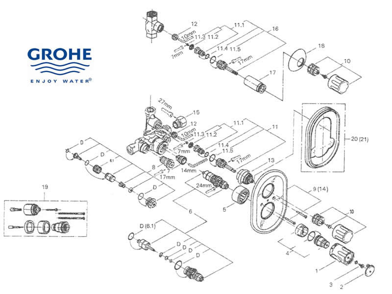 Grohe Grohtherm Auto 2000 - 34310 000 spares and parts | Grohe 34310000 | National Spares