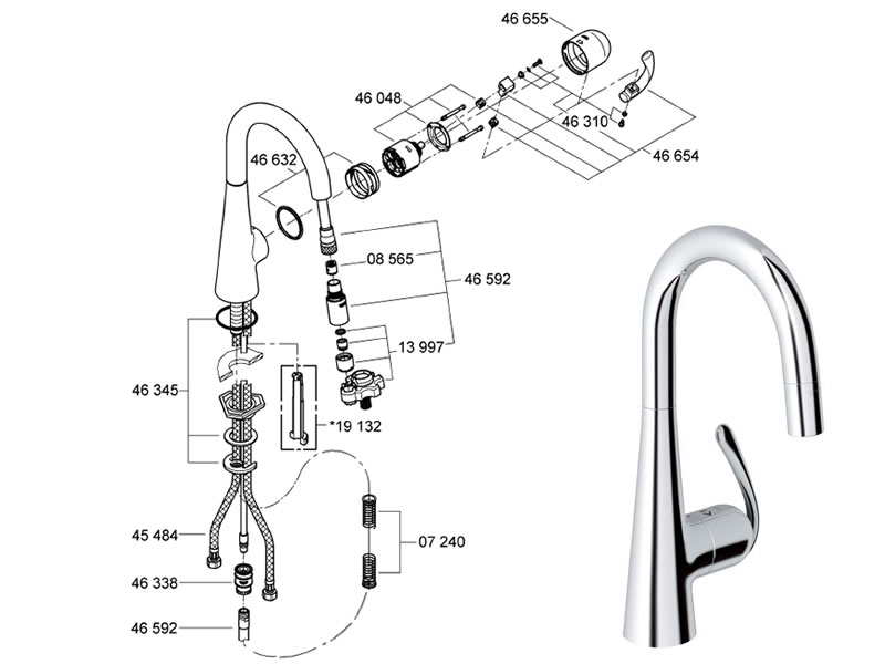 Grohe Zedra Kitchen Tap Shower Spares