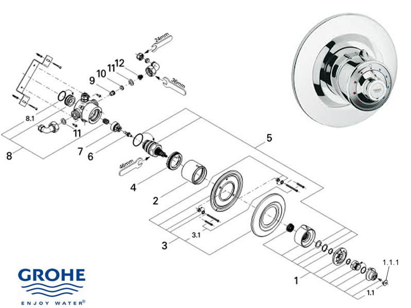 Grohe Avensys Classic Dual Concealed 34032 Ip0 Shower Spares And