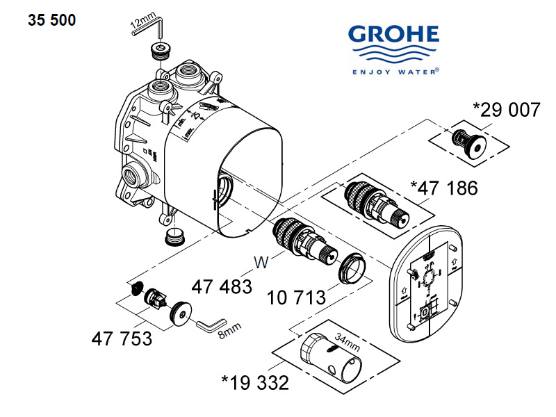 Grohe Rapido T Universal Thermostatic Mixer Valve Shower Spares