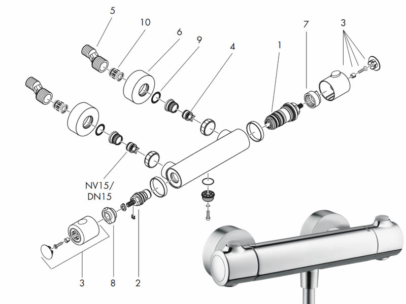 koper vergiftigen magie Hansgrohe Ecostat 1001 SL bar mixer shower - (up to 2002) shower spares and  parts | hansgrohe 13261000 | National Shower Spares