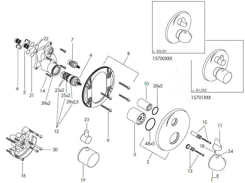 Rustiek Andere plaatsen persoonlijkheid Hansgrohe Ecostat E shower spares and parts | hansgrohe 15700 | National  Shower Spares