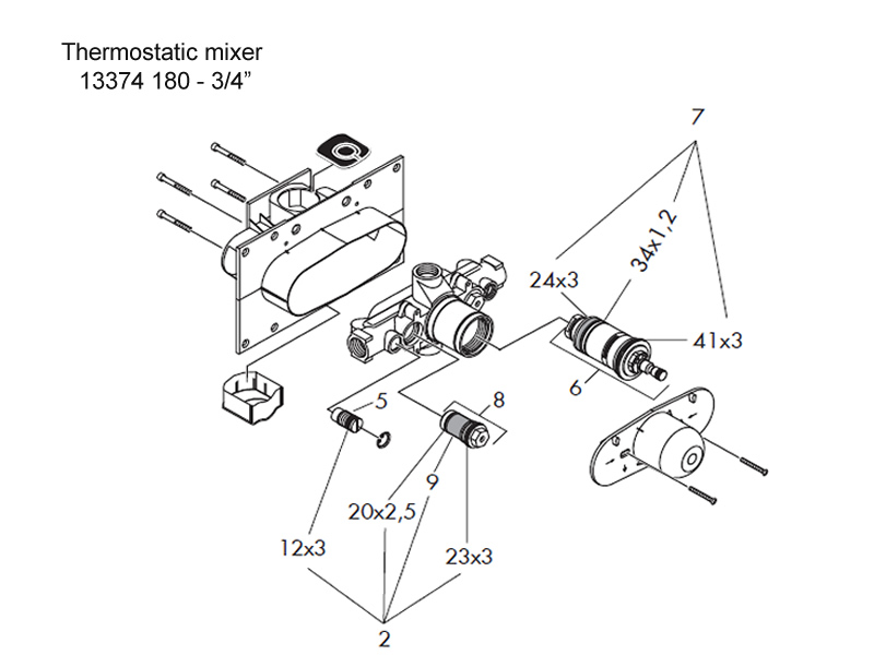 Hansgrohe 13374 180 3/4" mixing valve only shower spares and parts |  Hansgrohe 13374000 | National Shower Spares