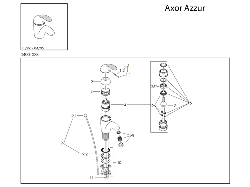 Hansgrohe Axor Azzur Tap Shower Spares