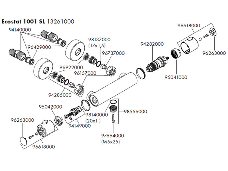 Mathis Fabrikant Boekhouding Hansgrohe Ecostat 1001 SL bar mixer shower - (post 2002) shower spares and  parts | hansgrohe Ecostat 1001 sl 13261 | National Shower Spares