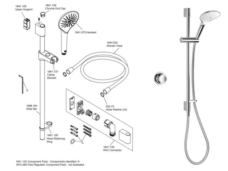 Mira Mode Next Gen Rear Fed Digital Shower Pumped shower spares and