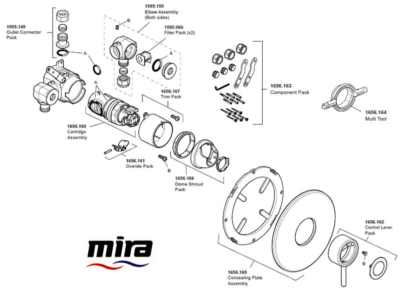 Mira Element SLT BIR shower spares and parts | Mira 1.1656