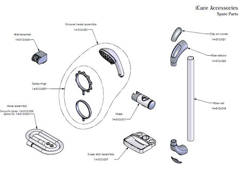 AKW iCare (SmartCare Plus) shower fittings spares breakdown diagram