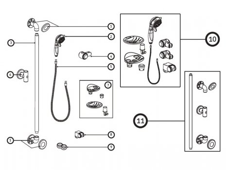AKW Luda/Luda S Electric Shower Accessories/Fittings (Luda) spares breakdown diagram