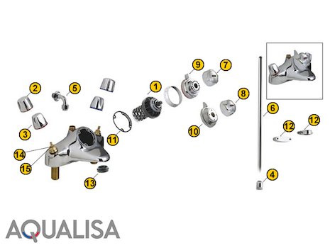 Aqualisa Aquamixa bath shower mixer spares breakdown diagram