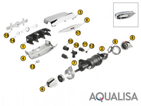 Aqualisa Aquarian exposed mixer valve - white (E99.20T) spares breakdown diagram