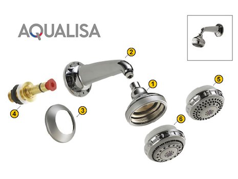 Aqualisa Varispray fixed head - gold (99.50.04) spares breakdown diagram