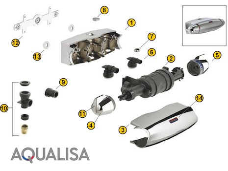 Aqualisa Aquarian bar shower mixer (1996-1999) spares breakdown diagram