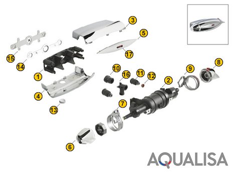 Aqualisa Aquarian bar mixer shower (1999-current) spares breakdown diagram