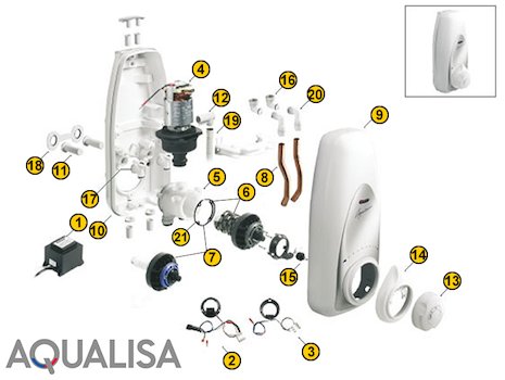 Aqualisa Aquastream (1997-2003) MK2 (Aquastream) spares breakdown diagram