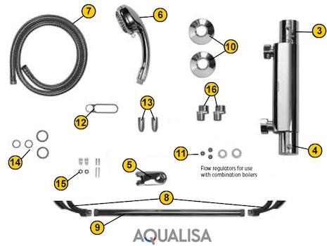 Aqualisa Midas 200 bar mixer shower - Gravity (MD2012BAR) spares breakdown diagram