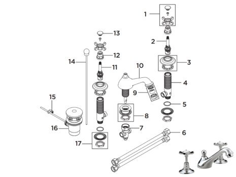 Bristan 1901 3 Hole Basin Mixer Set - Chrome (N 3HBAS C CD) spares breakdown diagram