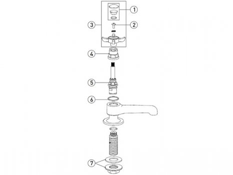 Bristan 1901 basin taps - chrome (N 1/2 C CD) spares breakdown diagram