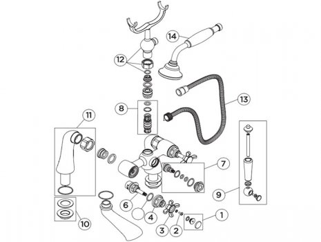 Bristan 1901 bath shower mixer (N BSM C CD) spares breakdown diagram