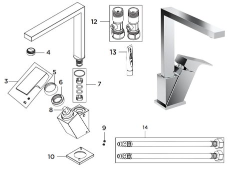 Bristan Amaretto Easyfit Sink Mixer - Chrome (AMR EFSNK C) spares breakdown diagram