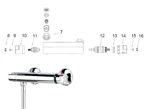Bristan Artisan bar mixer shower - Mk 1 spares breakdown diagram