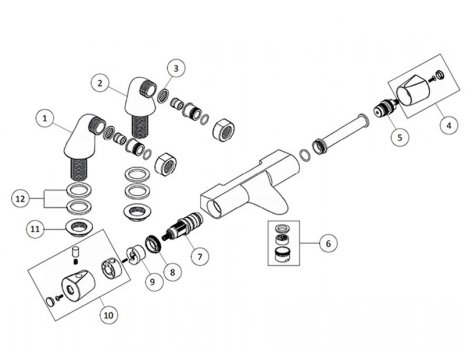 Bristan Artisan bath filler (AR2 THBF C) spares breakdown diagram