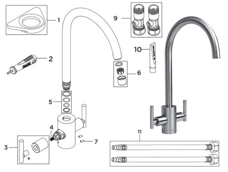 Bristan Artisan Easyfit Sink Mixer - Brushed Nickel (AR SNK EF BN) spares breakdown diagram