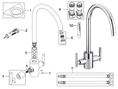 Bristan Artisan easyfit sink mixer - chrome (AR SNK EF C) spares breakdown diagram