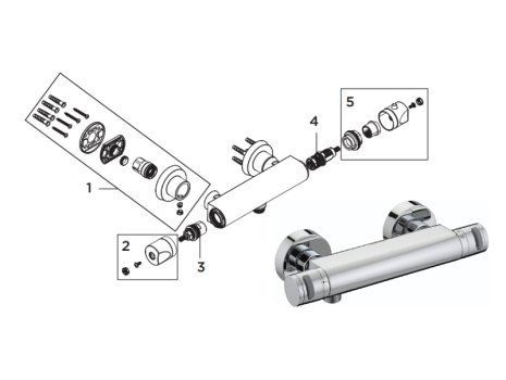 Bristan Artisan bar mixer shower valve with fast fit connections (AR2 SHXVOFF C) spares breakdown diagram