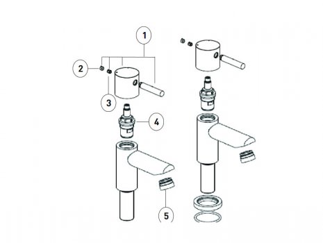Bristan Blitz basin pillar taps (BTZ1/2 C) spares breakdown diagram