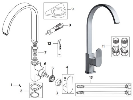 Bristan Cherry Easyfit Sink Mixer - Brushed Nickel (CHR EFSNK BN) spares breakdown diagram