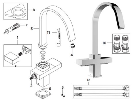 Bristan Chocolate Easyfit sink mixer - chrome (CHO EFSNK C) spares breakdown diagram