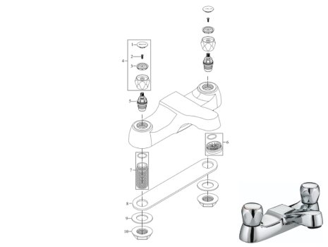 Bristan Club Bath Filler Tap - Chrome (VAC BF C MT) spares breakdown diagram