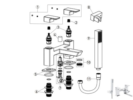 Bristan Cobalt Bath Shower Mixer Tap - Chrome (COB BSM C) spares breakdown diagram