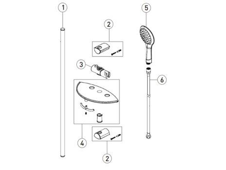 Bristan Commercial Single Function Extended Slide Bar Shower Kit - Chrome (EV KIT-EEFB C) spares breakdown diagram