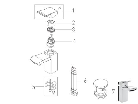 Bristan Descent Basin Mixer With Clicker Waste - Chrome (DSC BAS C) spares breakdown diagram