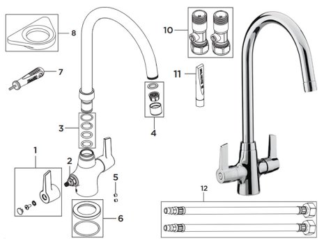 Bristan Echo Easyfit Sink Mixer- Chrome (EC SNK EF C) spares breakdown diagram