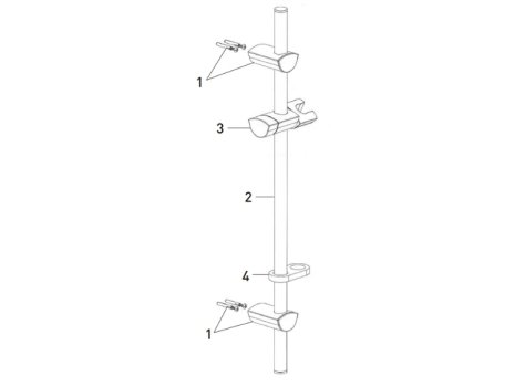 Bristan Evo Riser Rail with Adjustable Fixing Brackets - White/Chrome (EVC ADR01 WC) spares breakdown diagram