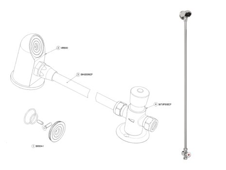 Bristan Exposed Timed Flow Control Shower With Fixed Head (MEFC-PAK) spares breakdown diagram