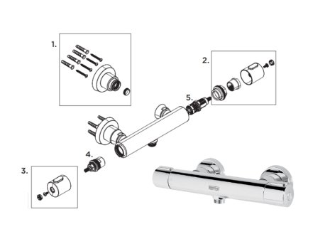 Bristan Frenzy Thermostatic Bar Shower Mk 2 - Valve Only - Chrome (FZ SHXVOCTFF C) spares breakdown diagram