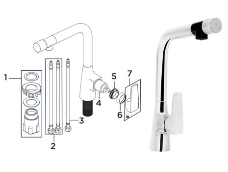Bristan Gallery Pure Sink Mixer With Filter - Chrome (GLL PURESNK C) spares breakdown diagram