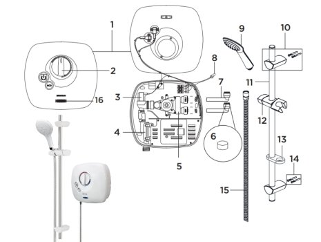 Bristan Hydropower Thermostatic Power Shower - White (HY POWSHX W) spares breakdown diagram