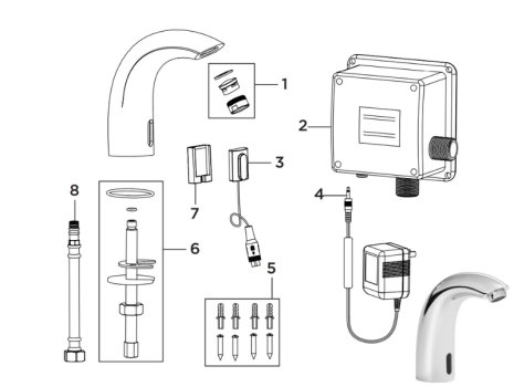 Bristan Infrared Swan Spout Basin Tap - Chrome (IRBS1-CP) spares breakdown diagram