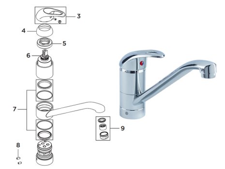 Bristan Java Single Flow Easyfit Sink Mixer - Chrome (J SFSNK EF C) spares breakdown diagram