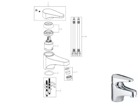 Bristan Jute Basin Mixer Tap - Chrome (JU BASNW C) spares breakdown diagram