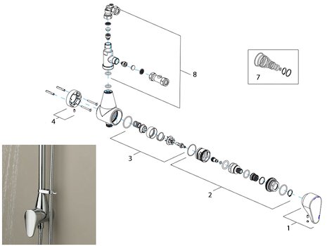 Bristan Jute Mini Twinline Thermostatic Shower - chrome (JU MTLSHX C) spares breakdown diagram