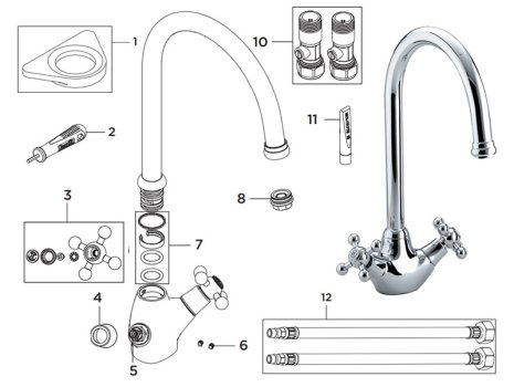 Bristan Kingsbury Easyfit Sink Mixer - Chrome (KG SNK EF C) spares breakdown diagram